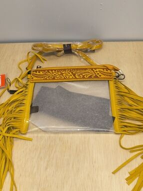 Montana West Western Fringe Stadium Clear Crossbody Bag - Mustard